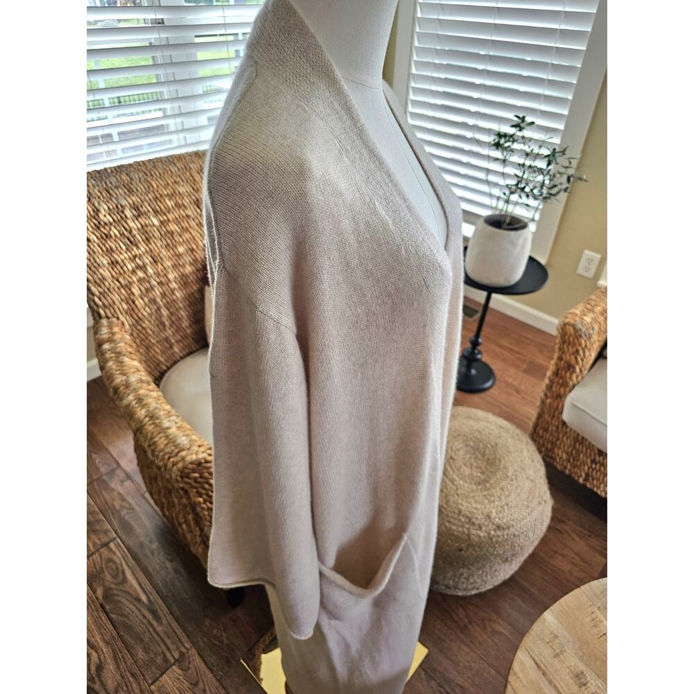 Reformation Bri Cashmere Long Open Front Cardigan Oatmeal Sz Small Tan Designer - Picture 5 of 14